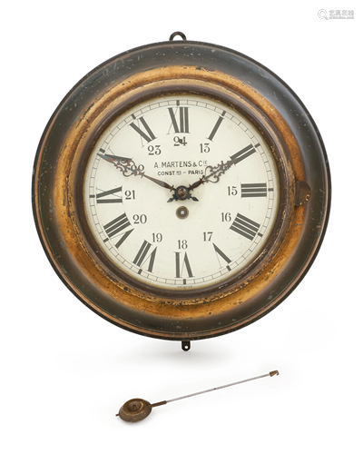 A French Parcel Gilt Tole Wall Clock