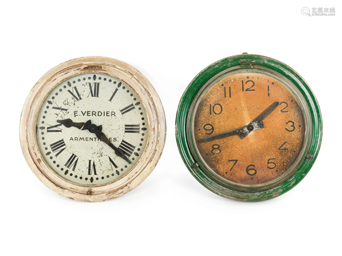 Two French Painted Wall Clocks