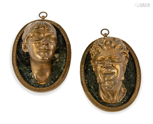 A Pair of French Gilt Metal Mounted Marble Plaques