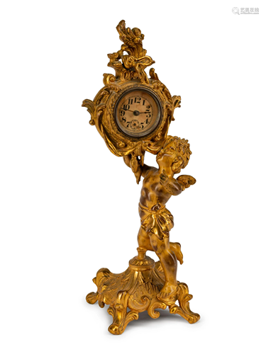 A French Gilt Bronze Figural Clock