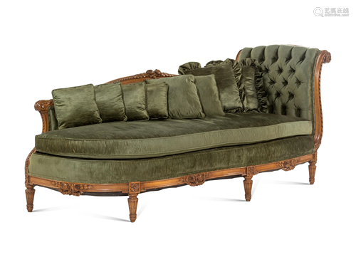 A Louis XVI Style Beechwood Chaise Longue