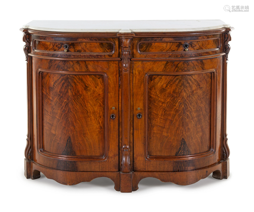 A Victorian Mahogany Marble-Top Parlor Cabinet