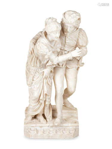 An Italian Carved Alabaster Figural Group