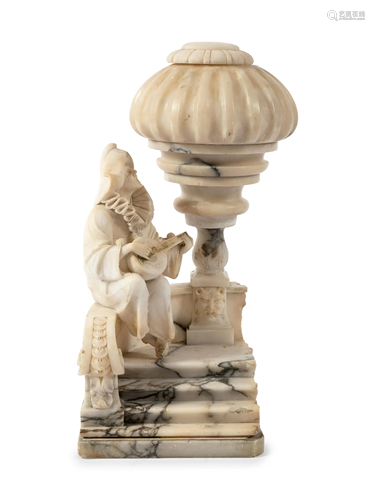 An Italian Alabaster Figural Lamp