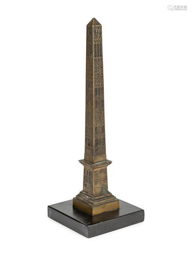 An Italian Grand Tour Engraved Obelisk