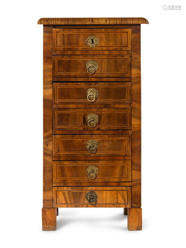 A Biedermeier Burl Walnut Chest of Drawers