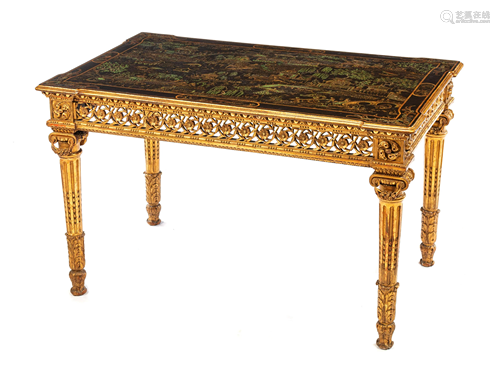 A George III Style Chinoiserie Decorated Giltwood