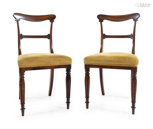 A Pair of Biedermeier Walnut Side Chairs