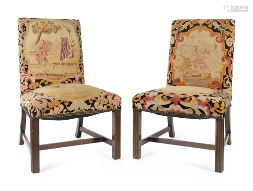 A Pair of George III Style Needlepoint Upholstered