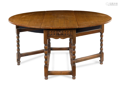 A William and Mary Style Oak Drop-Leaf Table