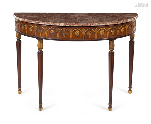 A George III Style Parcel Gilt Mahogany Marble-Top