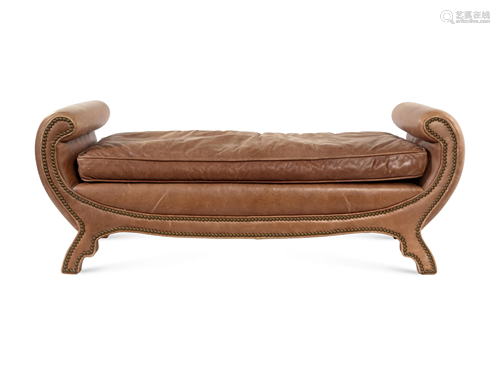 A Regency Style Leather Upholstered Bench