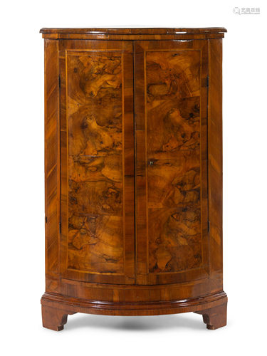 An Italian Burl Walnut Corner Cabinet