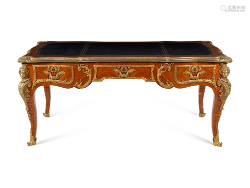 A Louis XV Style Gilt Bronze Mounted Bureau Plat