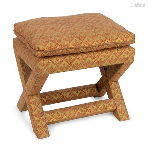 A Custom Fortuny Silk-Upholstered Stool Height 23 x