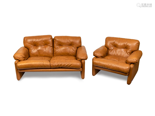 A Tobia Scarpa Coronado Love Seat and Chair