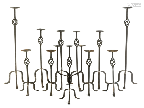 A Collection of Eleven Mizner Style Wrought Iron