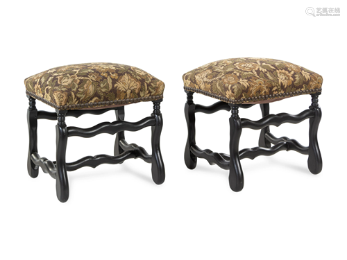 A Pair of Louis XIII Style Ebonized Tabourets