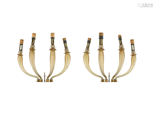 A Set of Four Murano Glass Four-Light Wall Sconces