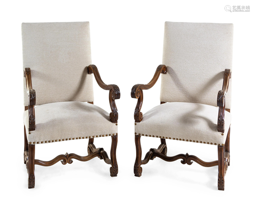 A Pair of Louis XIV Style Mahogany Armchairs