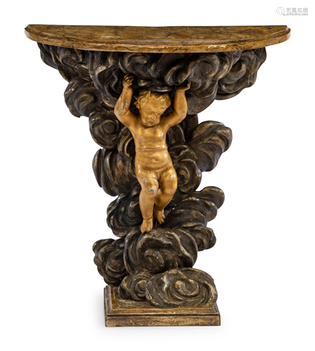 An Italian Painted and Parcel Gilt Console Table