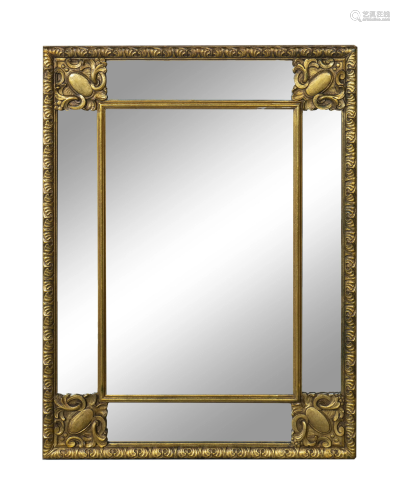 An Italian Baroque Style Giltwood Mirror Height 39 x