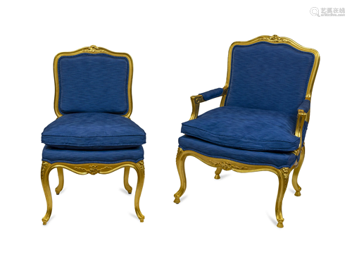 A Set of Fourteen Italian Louis XV Style Giltwood