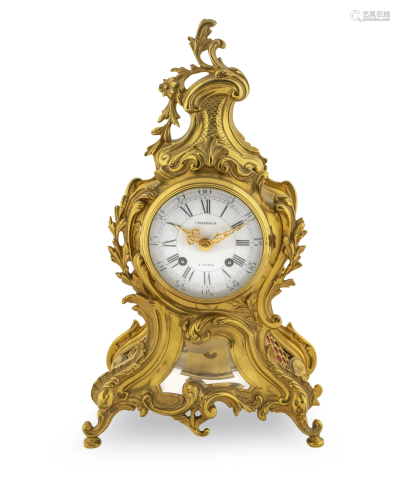 A Lous XV Style Gilt Bronze Mantel Clock Height 15
