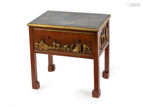 A Chinese Lacquered Side Table Height 24 3/4 x …