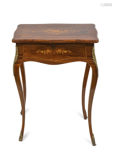 A Napoleon III Style Marquetry Lift-Top Table Height…