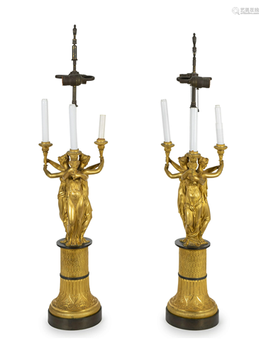 A Pair of Gilt Bronze Candelabra After Thomire Hei…