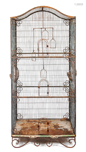 A Cast Iron Birdcage Height 78 1/2 x width 40 x …