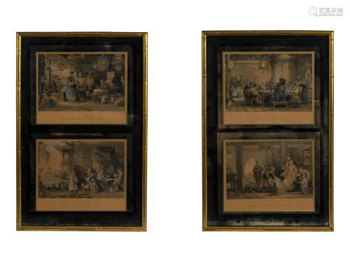 A Pair of Framed Chinese Hand-Colored Prints F…