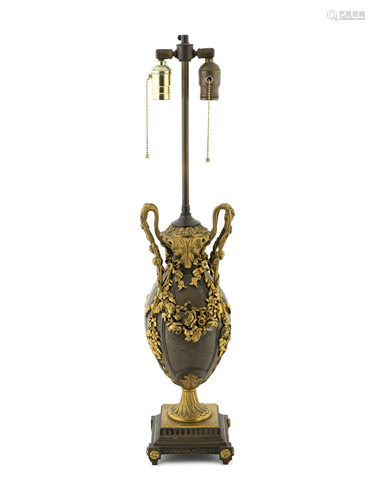 A French Bronze and Gilt Metal Mounted Lamp Hei…