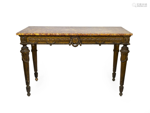 An Italian Neoclassical Giltwood Table Height 36 x