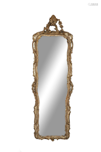 A Louis XV Style Gilt Mirror Height 53 x width 17