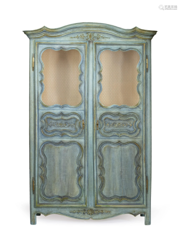 A French Provincial Style Painted Armoire Height 84 x