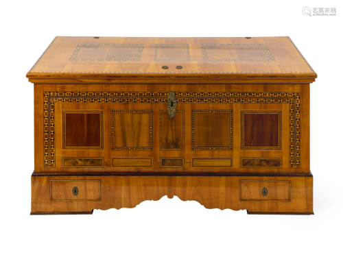 A Continental Parquetry Chest Height 30 x width 58 3…