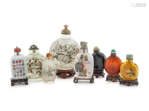 A Group of Eight Chinese Glass Snuff Bottles He…