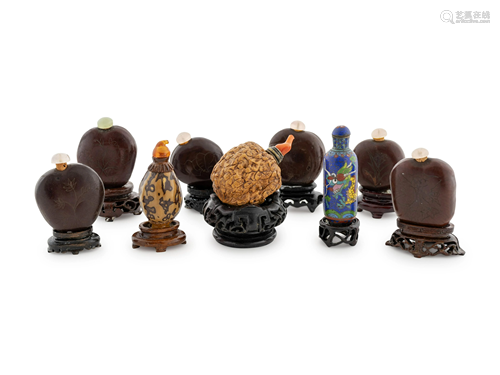 A Group of Nine Chinese Snuff Bottles Height o…