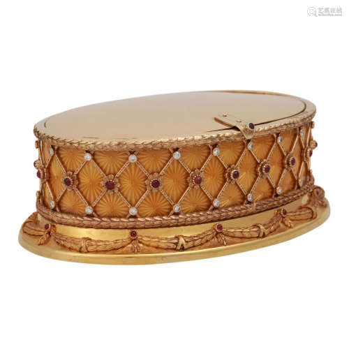 Massivgoldene Schatulle im Fabergé-Stil,