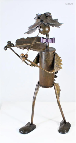 Metal Art of Dog Playing a Violin