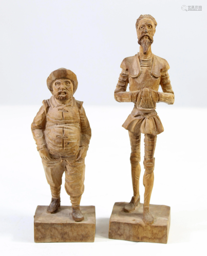 Don Quixote and Sancho Panza Wooden Figures