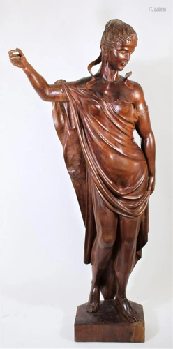 Large Hardwood Carved Sculpture of Greek Goddess