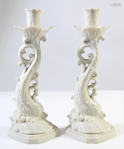 Pair of Lenox Porcelain Candlesticks