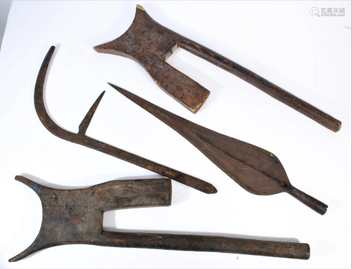 African Wooden/Metal Weapons: Clubs & Spearhead