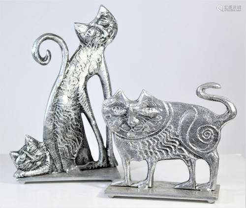 (2) Donald Drumm (b. 1935) Aluminum Cat Sculptures