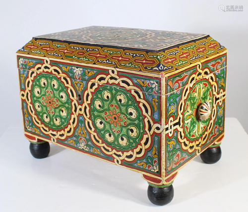 Carved Wood Polychrome Box