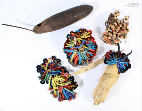 African Witchcraft Tools: Beads, Corn Husk & Gourd
