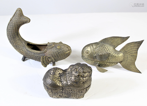 (3) Brass Animals